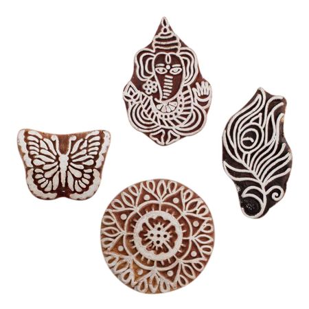 Set of 4 Piece New Mix Wooden Printing Block